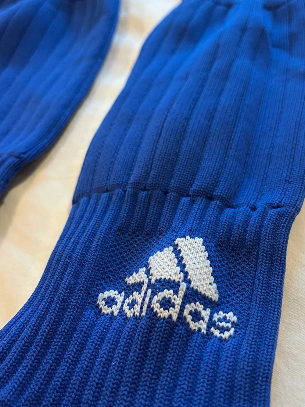 adidas Blue Soccer Socks with White Stripes